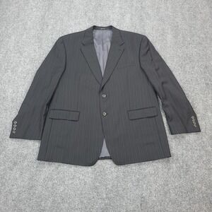 Lauren Ralph Lauren Blazer Mens 46R Black Pinstripe 100% Wool Sport‎ Jacket Coat